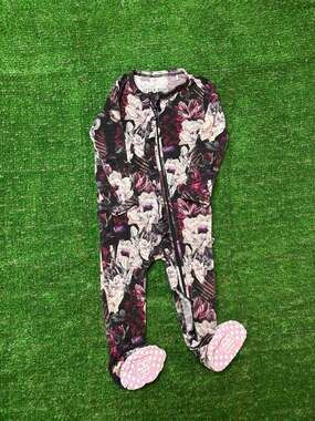 Little Bum Bums Black Floral Ruffled Zippy Footed Coverall